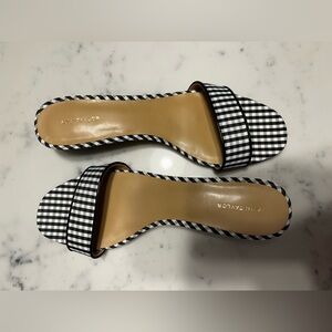 Ann Taylor Gingham Patterned Mule Sandals